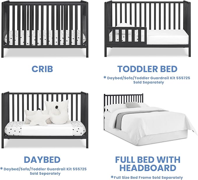 Delta Children Heartland 4-in-1 Convertible Crib, Black
