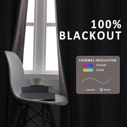 Macochico Pinch Pleated 100% Blackout Curtains Beige Linen Curtains for Bedroom Living Room Farmhouse Thermal Insulated Window Panels Pleated Curtains with Hooks and Tieback 52”Wx72”L 1 Panel