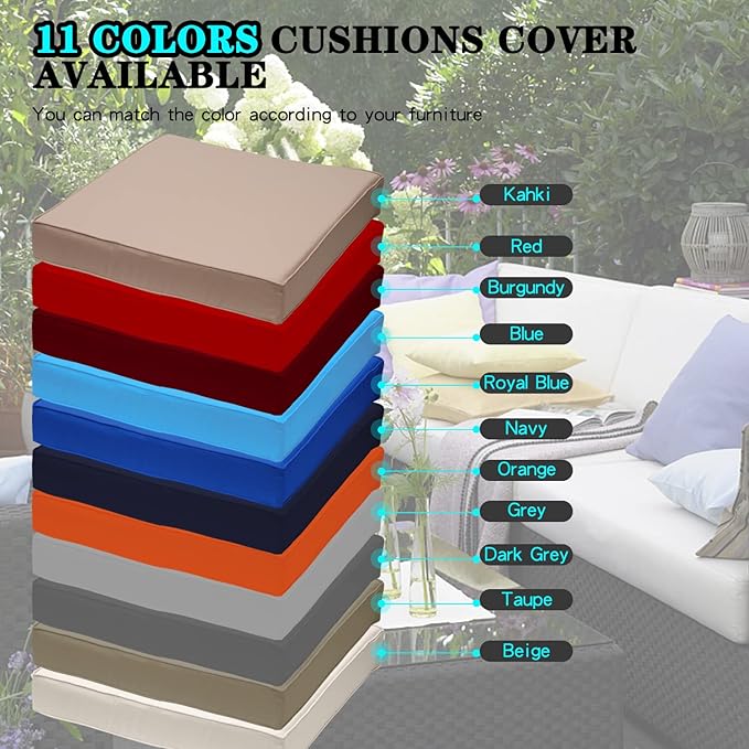 ClawsCover 12 Pack Outdoor Patio Seat and Back Cushions Replacement Covers Fit for 7Pieces 6-Seater Wicker Rattan Furniture Conversation Set Sectional Couch Chair,Cream-Include Cover Only