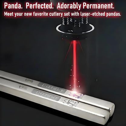 Titanium-plated stainless steel chopsticks with Training Helpers - Premium Reusable Non-Slip & Lightweight Metal Chopsticks Set, Dishwasher Safe, Furniture Kitchen Premium Gift Set (Silver）