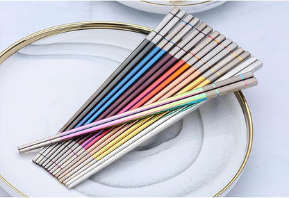 Reusable Stainless Steel Chopsticks,Dishwasher Safe , Easy to Use(4 PCS,purple)