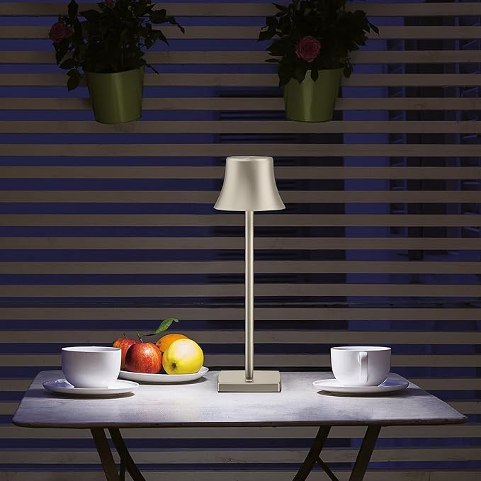 Cordless Table Lamp, Rechargeable Battery 5000mAh Metal Aluminum Housing USB LED Portable Powered Desk Lamp, 2 Levels Brightness Night Light for Restaurants Bedroom Outdoor (2Pack-Silver)