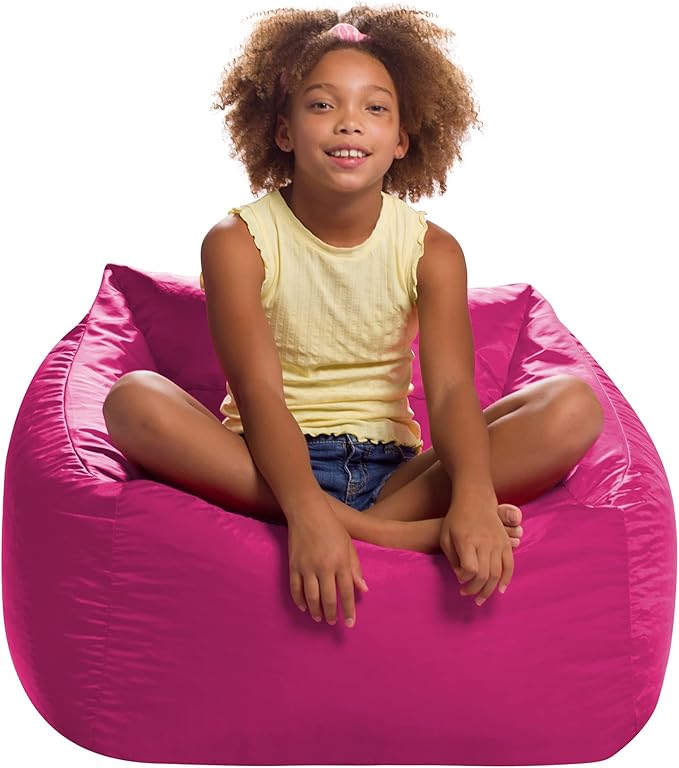 Posh Creations Structured Comfy Seat for Playrooms and Bedrooms, Large Bean Bag Chair, Coronado Chair, Pink