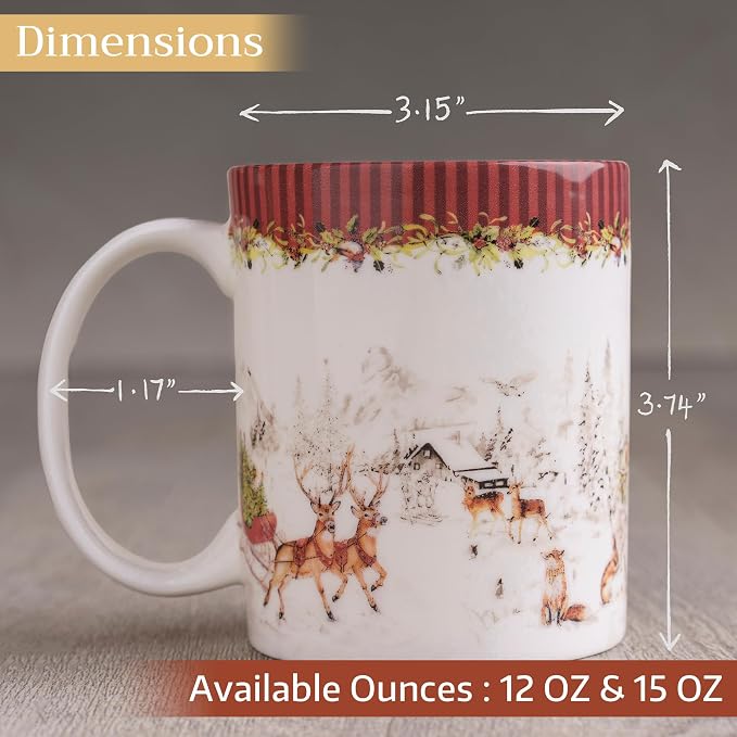 Maison d' Hermine Coffee Mug with Handles Tea Cups (12 Ounce, Pack of 1) | Fine Bone China Coffee Mugs for Hot Beverages Cappuccino Latte Home Hotel Spring Summer -Christmas Tradition - Landscape