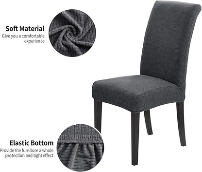 Joccun Chair Covers for Dining Room Set of 2,Dining Chair Slipcover Stretch Dining Room Chair Covers Seat Protector,Washable Parsons Chair Cover for Home,Banquet(Dark Gray,2 Pack)