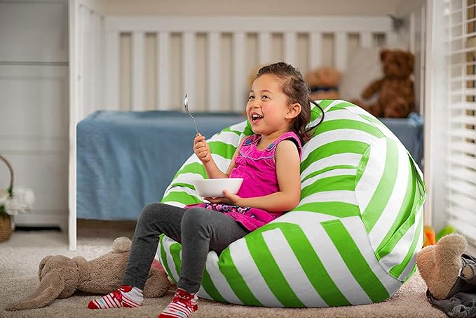 Wekapo Stuffed Animal Storage Bean Bag Chair Cover for Kids | Stuffable Zipper Beanbag for Organizing Children Plush Toys Large Premium Cotton Canvas (Green, XX-Large)