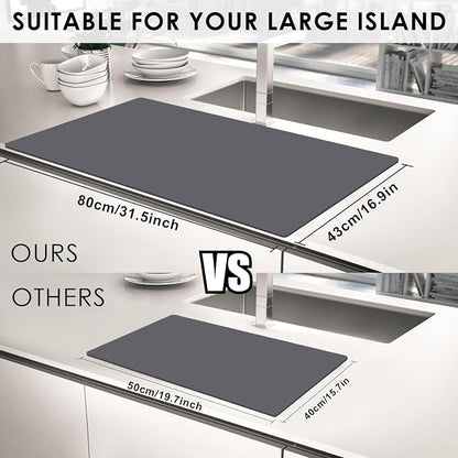 Extra Large Silicone Mat, 31.5x16.9 Large Silicon Placemats for Kids, Heat Resistant Matt for Kitchen Counter Non-Stick Table Mat for Dough and Pastry, Silicone Craft Mat for Kids, Dark Gray