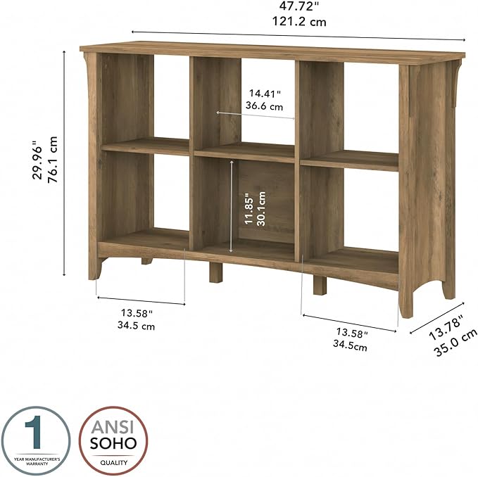 Bush Furniture BSH24463037 Salinas 6-Shelf 30-Inch H Cube Bookcase, Reclaimed Pine