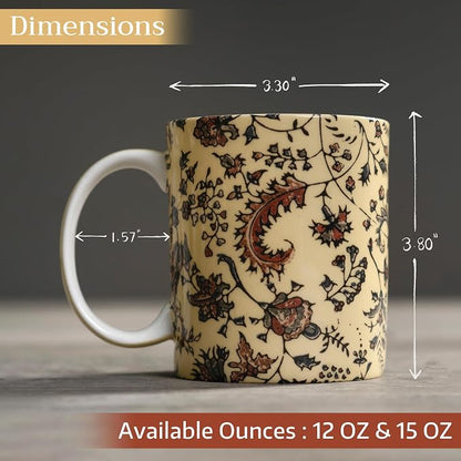 Maison d' Hermine Coffee Mug with Handles Tea Cups (15 Ounce, Pack of 1) | Fine Bone China Coffee Mugs for Hot Beverages Cappuccino Latte Home Restaurant Hotel Spring Summer -Lakshmi - Arum