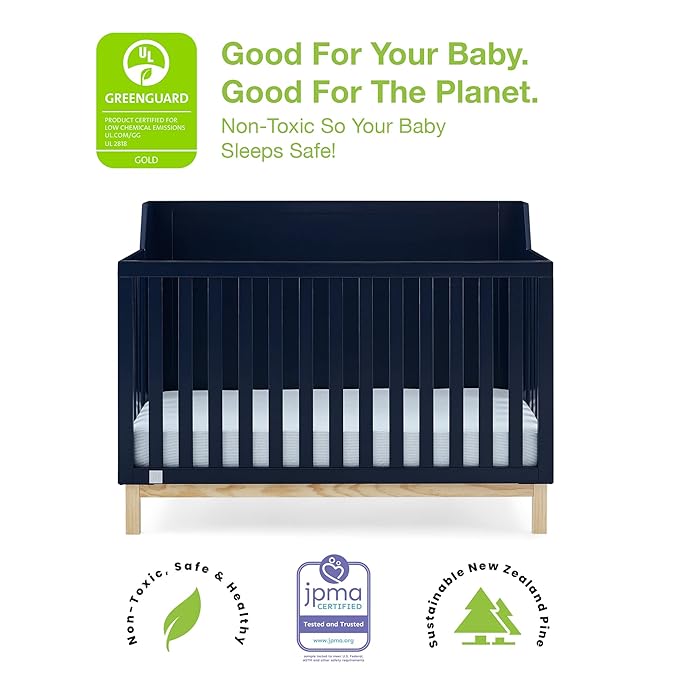 GAP babyGap Oxford 6-in-1 Convertible Crib - Greenguard Gold Certified, Navy/Natural, 1 Unit