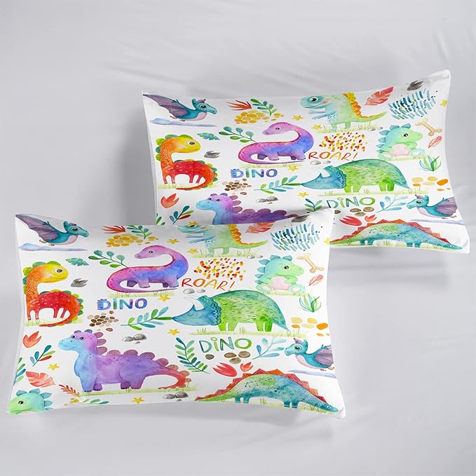 CVHOUSE Dinosaur Bedding Set,Dinosaur Comforter,Dinosaur Comforter Set Queen,Microfiber Quilt Set with 1 Comforter and 2 Pillow Cases- 3 Piece