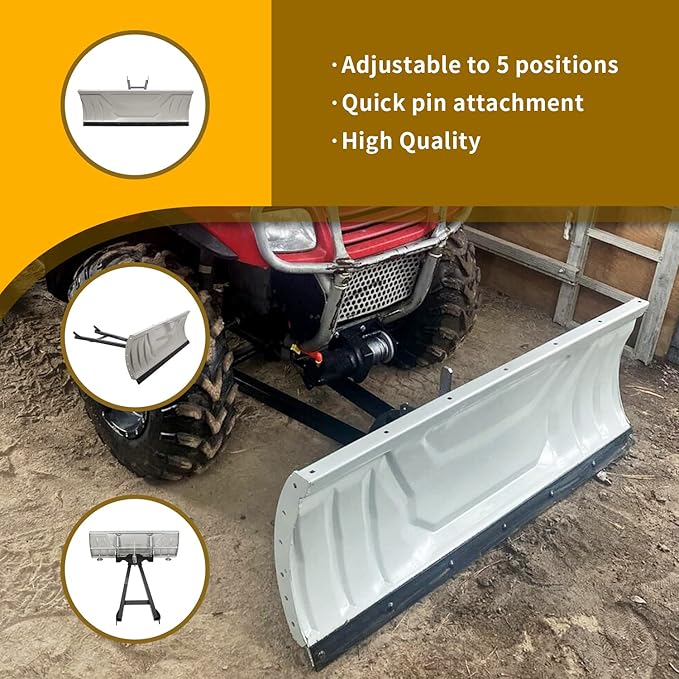KUAFU Snow Plow Blade Universal Kit Steel Adjustable 48" Complete Universal Kit Package Compatible with ATV Honda Kawasaki Polaris Aeon Crossland Arctic-Cat Alterra (You Will get 2 Packages)