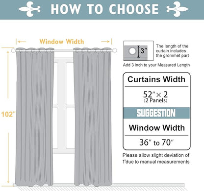 ChrisDowa Room Darkening Curtains 102 Inches Long 2 Panels Set for Living Room, Grommet Thermal Insulated Blackout Curtains for Bedroom (Mustard Yellow, 52 x 102 Inch)