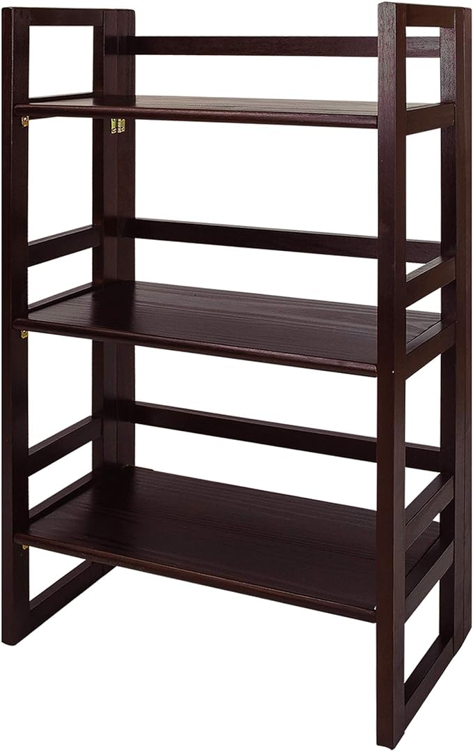 Casual Home 3-Shelf Folding Student Bookcase (20.75" Wide)-Espresso