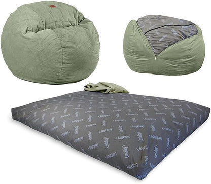 CordaRoy's Chenille Bean Bag Chair, Convertible Chair Folds from Bean Bag to Lounger, As Seen on Shark Tank, Moss - King Size