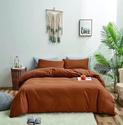 Pumpkin Color Comforter Sets Solid Rust Color Bedding Set Twin 3 PCs Cinnamon Comforter Sets for Women Girls Breathable Soft Pumpkin Bedroom Collection Solid Pumpkin Color Adults Bedding
