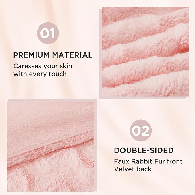 Andency Pink King Size Comforter Set, 3 Pieces Fleece Fuzzy Fluffy Bedding Set, Plush Shaggy Faux Fur Warm Bed Set