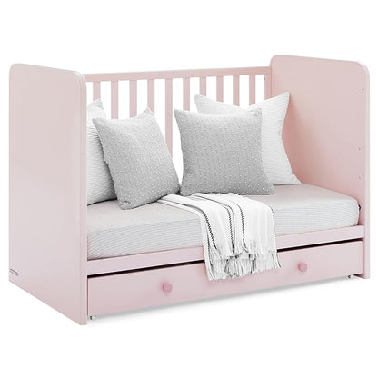 Delta Children babyGap Graham 4-in-1 Convertible Crib with Storage Drawer + Brannan Bear Bookcase with Bins + Brannan Bear Wall Shelf with 4 Hooks, Blush Pink/Dark Pink (Bundle)