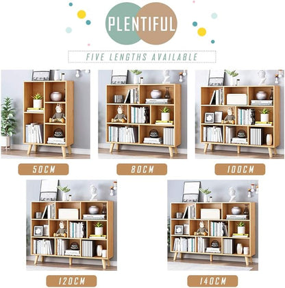 IOTXY Wooden Open Shelf Bookcase - 3-Tier Floor Standing Display Cabinet Rack with Legs, 10 Cubes Bookshelf, Pear Yellow
