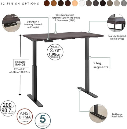 Bush Business Furniture Move 60 Electric Ergonomic Sit-Stand Computer Table for Home and Professional Office, 48W x 24D, Storm Gray