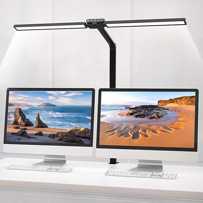 Hapfish LED Desk Lamp for Home Office, 24W Brightest 31Inch Monitor Light Bar, 5 Color Modes and Dimmable, Eye Protection Modern Clamp Table Lamps for Study Monitor Office