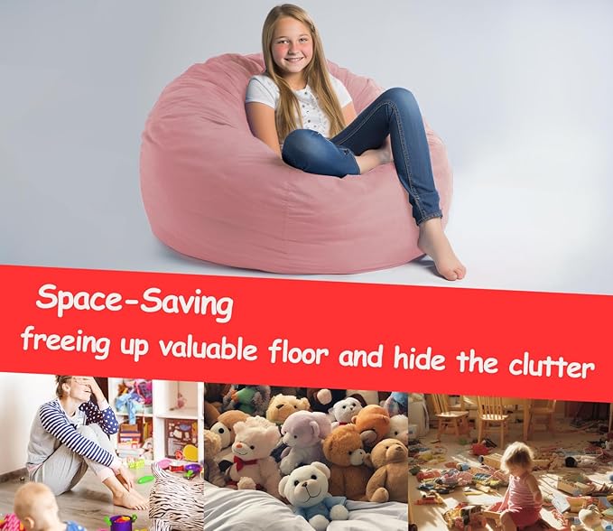 Bean Bag Cover for Organizing Children Plush Toys or Memory Foam Stuffed Animal Bean Bag Storage Soft Washable Premium Corduroy Organizer Keep Room Clutter Stuffable (without Filling) X-Large