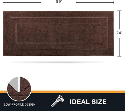 PURRUGS Dirt Trapping Door Mat 24" x 59", Non-Slip/Skid Machine Washable Entryway Rug, Dog Doormat, Super Absorbent Welcome Mat for Muddy Wet Shoes and Paws, Brown