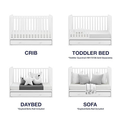 GAP babyGap Graham 4-in-1 Convertible Crib with Storage Drawer - Greenguard Gold Certified, Bianca White