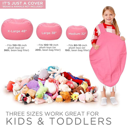 Aubliss Stuffed Animal Bean Bag Storage Chair (Solid Pink, Medium (32''))
