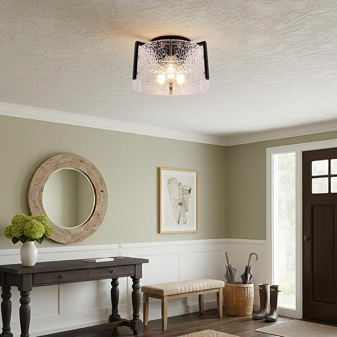 Bektas Semi Flush Mount Ceiling Light, Hallway Light Fixture,Entryway Light,Modern Bedroom Lampe,Metal Light Fixtures,Lighting Fixture Flush Mount for Kitchen Bathroom Dining Room ETL Listed