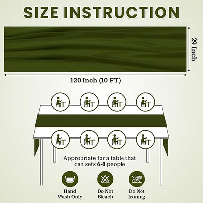 Pack of 20 | Olive Green | 10ft Chiffon Table Runner 29x120 Inches Long Romantic Rustic Sheer Gauze Runner for Wedding Bridal Shower Birthday Banquets Engagement Spring Easter Boho Decorations