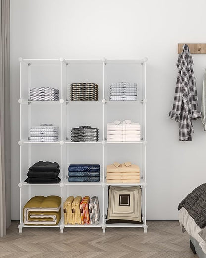 FUNLAX Cube Storage, 6 Storage Cubes Closet Organizers and Storage Portable Cube Storage Organizer Plastic Bookshelf Bookcase for Study Room, Bedroom, Office, White