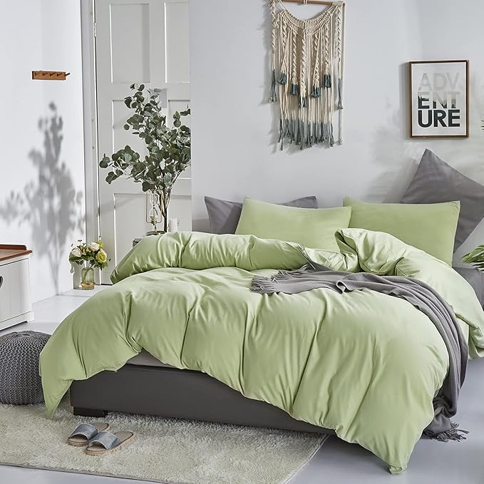 Light Green Comforter Set Cal King Solid Sage Green Bedding Set Lightweight Women Soft Light Mint Green Blanket 3 PCs Durable Comforter Set Cal King Men Breathable Sage Green Bed Comforter Set