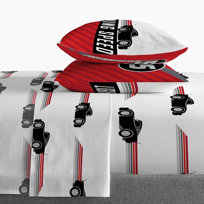 Jay Franco Disney Pixar Cars Race Ready 7 Piece Queen Bed Set - includes Comforter & Sheet Set - Bedding Features Lightning McQueen - Super Soft Fade Resistant Microfiber