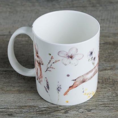 Maison d' Hermine Coffee Mug with Handles Tea Cups (15 Ounce, Pack of 1) | Fine Bone China Coffee Mugs for Hot Beverages Cappuccino Latte Home Restaurant Hotel Spring Summer -Easter Zest - Rabbits