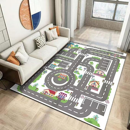 Kids Rug Play Mat Great for Playing with Cars and Toys,Educational Kid Road and Traffic City Life Carpet,Children Baby Fun Throw Rug for Bedroom Play Room,24X35Inch/60X90CM