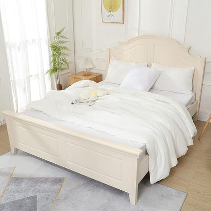 White Comforter King Size, Aesthetic Modern Bedding Set for Women/Men, Cute Soft & Lightweight Chic Microfiber Bed Sets, 3 pcs-1 Comforter & 2 Pillowcases (104x90 Inches)