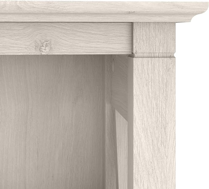 Bush Furniture Key West Bookcase Shelf in Linen White Oak | Farmhouse Bookshelf Display Cabinet for Library, Bedroom, Living Room, and Office