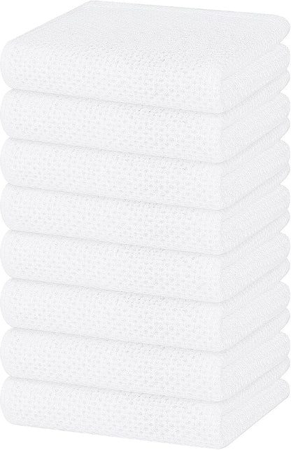 Homaxy 100% Cotton Waffle Weave Kitchen Dish Towels 8-Pack, White | 13 x 28 Inches, Ultra Soft Absorbent Dish Towels, Quick Drying Cleaning Towels