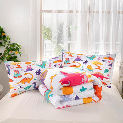 CVHOUSE Dinosaur Bedding Set,Dinosaur Comforter,Dinosaur Comforter Set Full,Microfiber Quilt Set with 1 Comforter and 2 Pillow Cases- 3 Piece