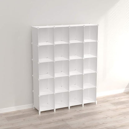 HOMIDEC 20-Cube Storage Shelf, Storage Bookcase Bookshelf with Metal Hammer, Storage Cubes Organizer Cabinet for Kids, Closet, Bedroom, Bathroom, (11.8x11.8x11.8 inch)