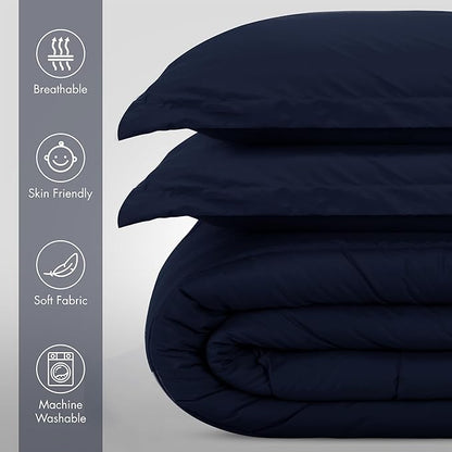 Utopia Bedding All Season Navy Comforter Set with 2 Pillow Cases, 3 Piece Soft Brushed Microfiber Kids Bedding Set for Boys/Girls, Machine Washable (Twin, Pack of 6)