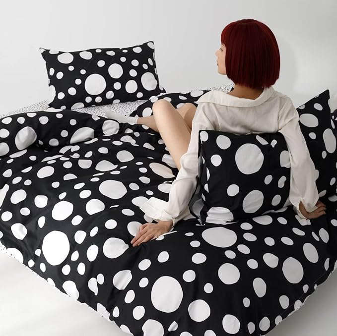 White Polka Dots Comforter California King Black White Dots Print Reversible Gingham Cal King Bedding Comforter Set Boys Girls Black White Bed Sets Soft 3Pcs Cal King Comforter Sets