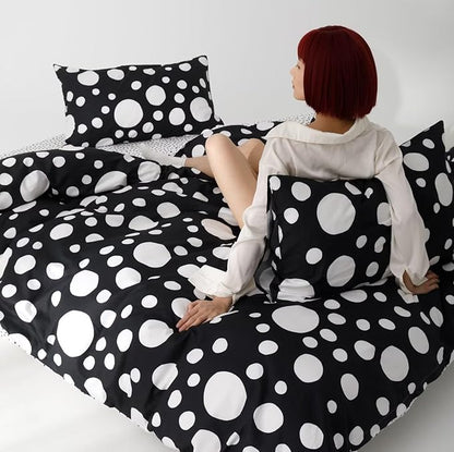 White Polka Dots Comforter California King Black White Dots Print Reversible Gingham Cal King Bedding Comforter Set Boys Girls Black White Bed Sets Soft 3Pcs Cal King Comforter Sets