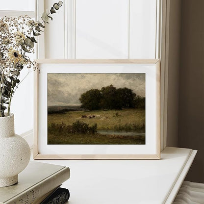 XOCUUI Unframed Canvas Wall Art Vintage Decor, Home Decor Vintage Landscape Oil Painting Canvas Wall Art Decorations for Living Room Kitchen Office Farmhouse Bathroom Decor, 8"x10"