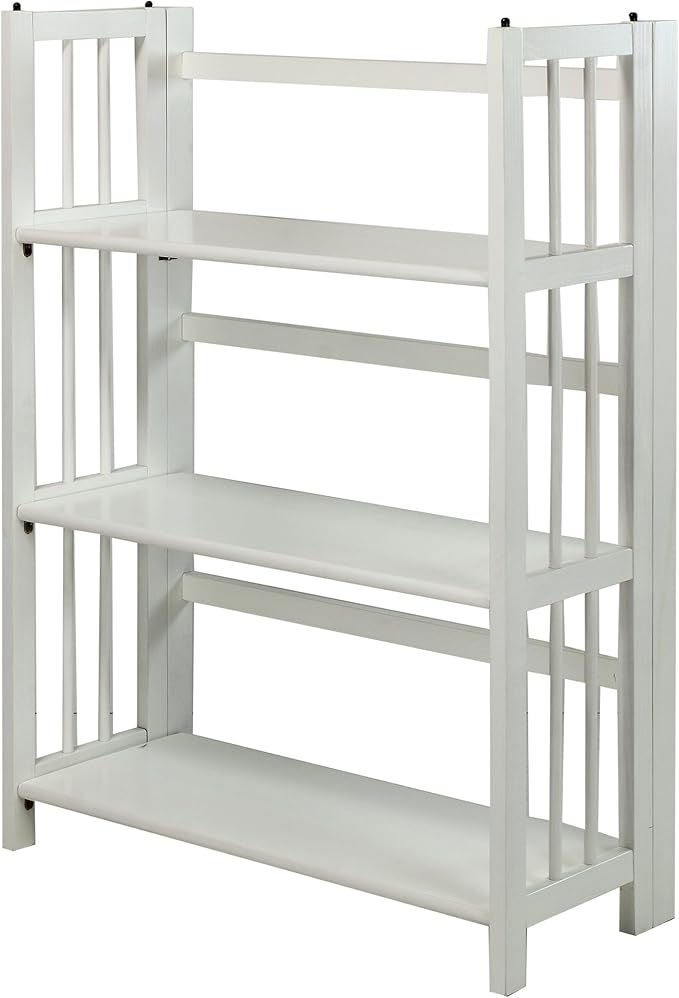 Casual Home 3-Shelf Folding Stackable Bookcase (27.5" Wide)-White
