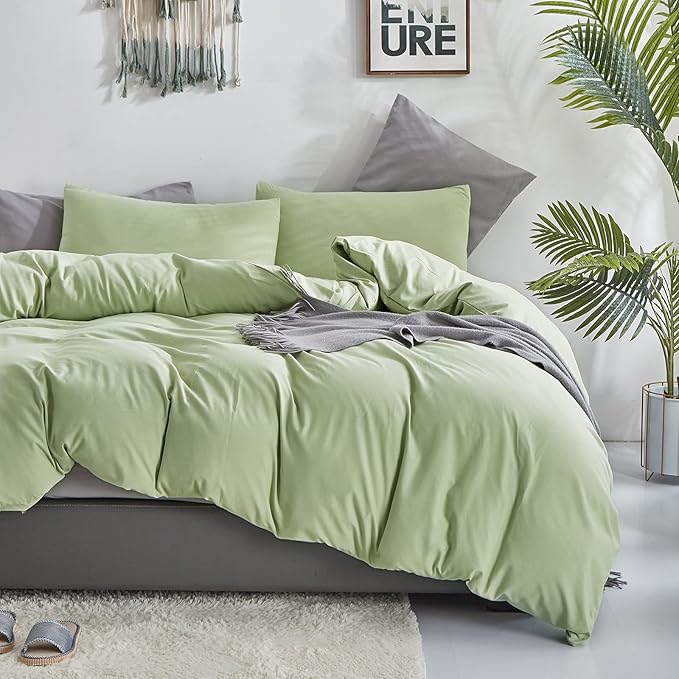 Sage Green Comforter Set Full Solid Green Bedding Set Lightweight Women Soft Light Mint Green Blanket 3 PCs Durable Full Size Comforter Set Men Sage Green Breathable Bed Comforter Set