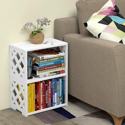 Small Bookshelf, 3-Tier White Bookcase for Kids & Adults | 2-Shelf Open Storage Organizer for Bedroom, Living Room & Office | Ideal Small Bookshelf & Bookcase for Small Space