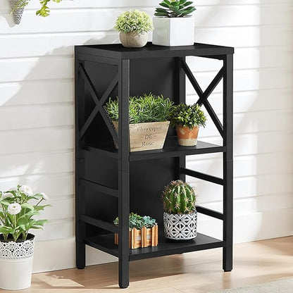 Bookcase, Industrial Small Bookshelf,3-Tier Bookcase Storage Organizer, Small Book Shelf for Small Spaces, Living Room, Bedroom and Home Office, Black