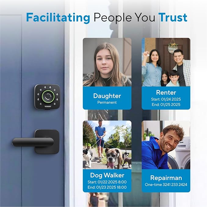 ULTRALOQ U-Bolt Pro WiFi Smart Lock with Door Sensor, 8-in-1 Keyless Entry Door Lock with Fingerprint ID, App Remote Control, Built-in WiFi Keypad Deadbolt, Auto Unlock, IP65 Waterproof, Easy Install